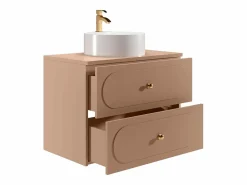 Hot Mueble de baño suspendido rosa viejo con lavabo sobre encimera redondo, 80 cm, SATOBAL Mueble De Baño Simple