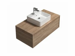 Vente-unique Mueble de baño suspendido con lavabo - roble - 94x32 cm - TEANA