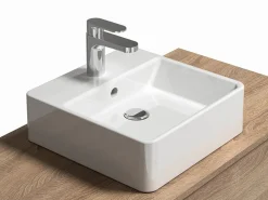 Vente-unique Mueble de baño suspendido con lavabo - roble - 94x32 cm - TEANA