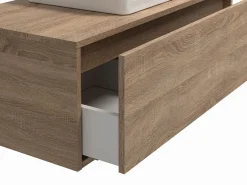 Vente-unique Mueble de baño suspendido con lavabo - roble - 94x32 cm - TEANA