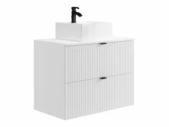 Sale Mueble de baño suspendido estriado con lavabo sobre encimera, columna, , 80 cm, ZEVINI Conjunto De Baño