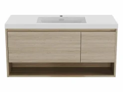 Vente-unique Mueble de baño suspendido con lavabo, 120 cm, PUJUKA