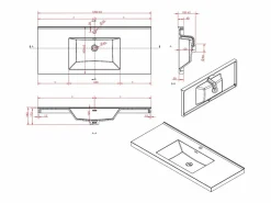 Vente-unique Mueble de baño suspendido con lavabo, 120 cm, PUJUKA