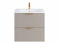 Vente-unique Mueble de baño suspendido con lavabo encastrado - - 60 cm - ZEVARA