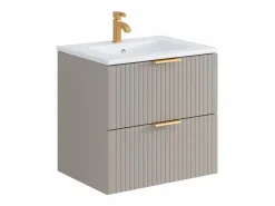 Vente-unique Mueble de baño suspendido con lavabo encastrado - - 60 cm - ZEVARA