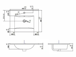 Vente-unique Mueble de baño suspendido con lavabo encastrado - - 60 cm - ZEVARA