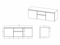 Clearance Vente-unique Mueble de baño suspendido con doble lavabo - Natural claro - 150cm - JIMENA Color natural claro