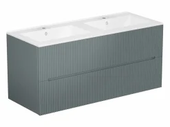 Vente-unique Mueble de baño suspendido con lavabo encastrado - estriado - 120 cm - PAVANI