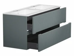 Vente-unique Mueble de baño suspendido con lavabo encastrado - estriado - 120 cm - PAVANI