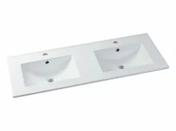 Vente-unique Mueble de baño suspendido con lavabo encastrado - estriado - 120 cm - PAVANI