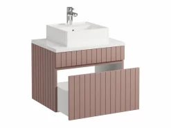 Outlet Vente-unique Mueble de baño suspendido rosa con lavabo sobre encimera, 60 cm, SATARA Rosa palo