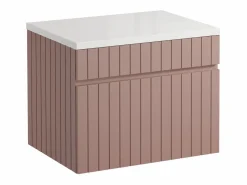Outlet Vente-unique Mueble de baño suspendido rosa con lavabo sobre encimera, 60 cm, SATARA Rosa palo