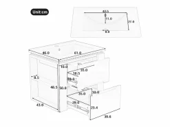 Sale Mueble de baño suspendido con lavabo de cerámica - con LED - 2 cajones - 2 estantes laterales - (grifo no incluido) Mueble De Baño Simple