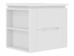 Sale Mueble de baño suspendido con lavabo de cerámica - con LED - 2 cajones - 2 estantes laterales - (grifo no incluido) Mueble De Baño Simple