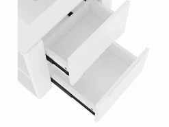 Sale Mueble de baño suspendido con lavabo de cerámica - con LED - 2 cajones - 2 estantes laterales - (grifo no incluido) Mueble De Baño Simple