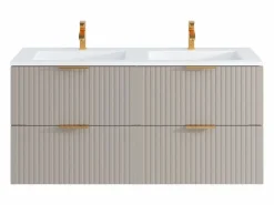 Discount Vente-unique Mueble de baño suspendido con lavabo encastrado, 120 cm, color , ZEVARA Beige