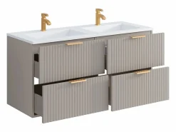 Discount Vente-unique Mueble de baño suspendido con lavabo encastrado, 120 cm, color , ZEVARA Beige