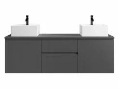 Vente-unique Mueble de baño suspendido con lavabo doble, , 150 cm de ancho, JIMENA