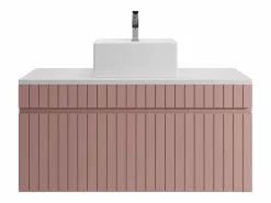 New Vente-unique Mueble de baño suspendido rosa con lavabo sobre encimera, 100 cm, SATARA Rosa palo