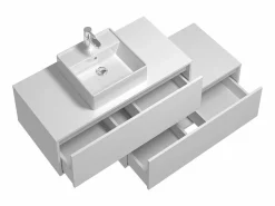 Hot Vente-unique Mueble de baño suspendido con lavabo individual, , 2 cajones, 94 cm, TEANA Blanco
