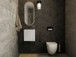 Sale Shower & Design Mueble de baño suspendido de solid surface con estante 40 cm - PUMORI Blanco