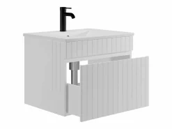 Vente-unique Mueble de baño suspendido con lavabo encastrado, 60 cm, SATARA