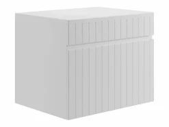 Clearance Vente-unique Mueble de baño suspendido con lavabo redondo sobre encimera, 80 cm, SATARA Blanco