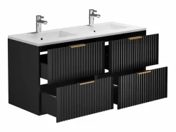 Vente-unique Mueble de baño suspendido con lavabo encastrado, 120 cm, ZEVARA, con canalé