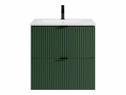 Online Mueble de baño suspendido estriado con lavabo para encastrar, mate, An60 cm, ZEVINI Mueble De Baño Simple