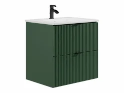 Online Mueble de baño suspendido estriado con lavabo para encastrar, mate, An60 cm, ZEVINI Mueble De Baño Simple