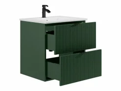 Online Mueble de baño suspendido estriado con lavabo para encastrar, mate, An60 cm, ZEVINI Mueble De Baño Simple