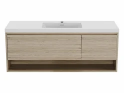 Vente-unique Mueble de baño suspendido con lavabo, 150 cm, PUJUKA