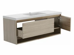 Vente-unique Mueble de baño suspendido con lavabo, 150 cm, PUJUKA