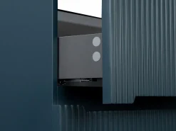 Hot Vente-unique Mueble de baño suspendido con lavabo y grifo - Estriado azul - 120 cm - PAVANI Azul oscuro