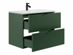 Discount Mueble de baño suspendido estriado mate, lavabo para encastrar, , 80 cm, ZEVINI Mueble De Baño Simple