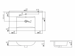 Discount Mueble de baño suspendido estriado mate, lavabo para encastrar, , 80 cm, ZEVINI Mueble De Baño Simple