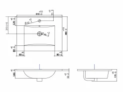 Vente-unique Mueble de baño suspendido KAYLA con lavabo individual y columna, , 60 cm