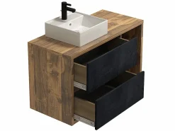 Vente-unique Mueble de baño suspendido con lavabo - cuarto de baño estilo loft - 100 cm - TIKITIKI