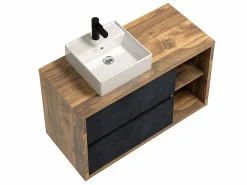 Vente-unique Mueble de baño suspendido con lavabo - cuarto de baño estilo loft - 100 cm - TIKITIKI