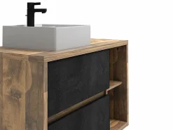 Vente-unique Mueble de baño suspendido con lavabo - cuarto de baño estilo loft - 100 cm - TIKITIKI