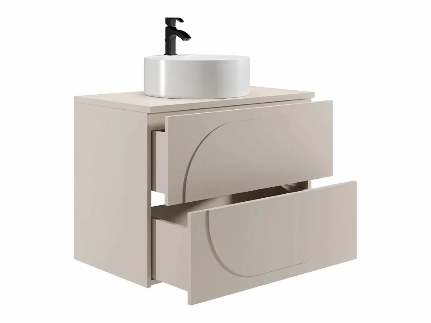 Vente-unique Mueble de baño suspendido con lavabo sobre encimera redondo - - 80 cm - VUTOMA