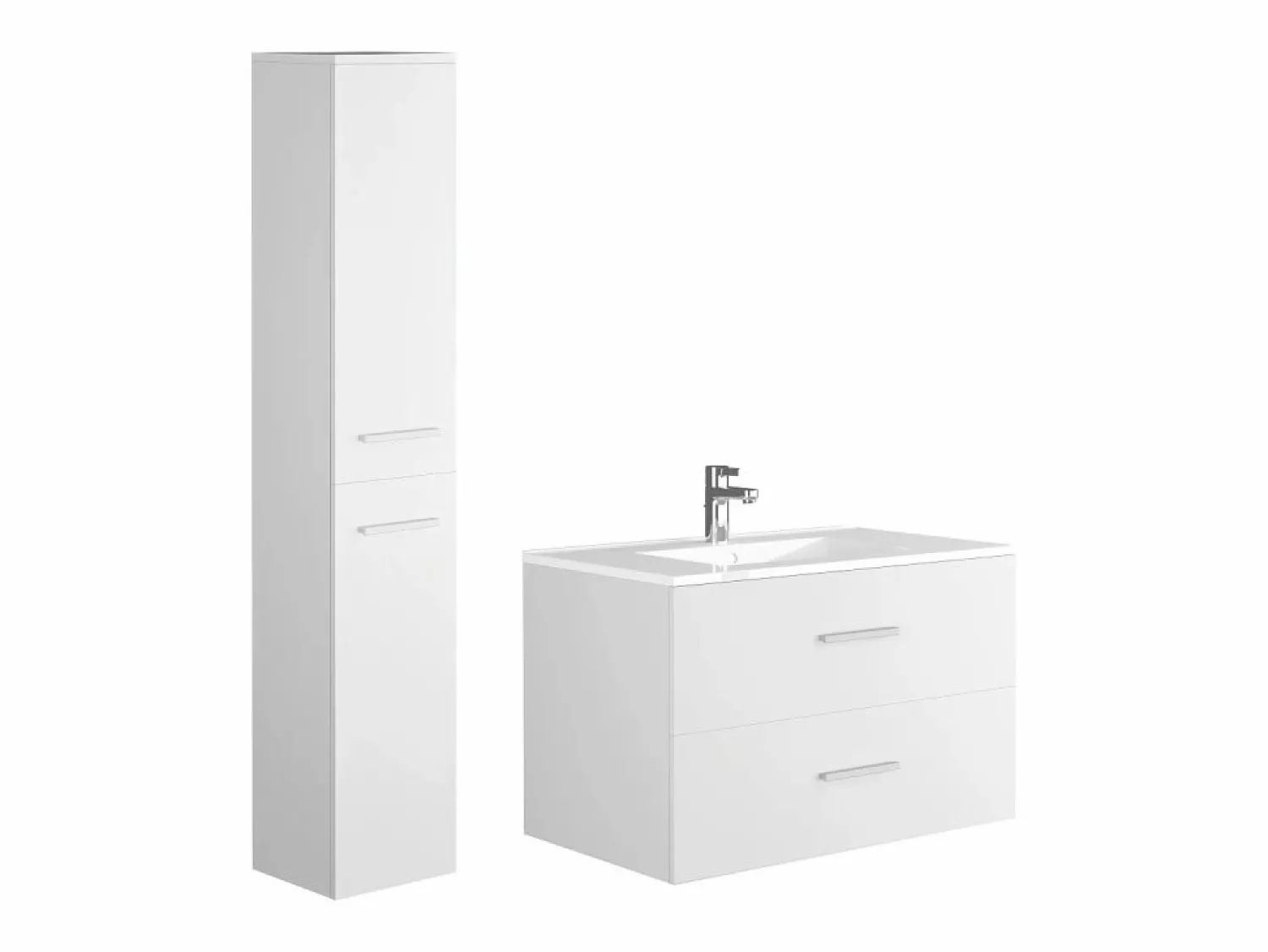Discount Mueble de baño suspendido KAYLA con lavabo individual y columna, , 80 cm Conjunto De Baño