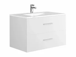 Discount Mueble de baño suspendido KAYLA con lavabo individual y columna, , 80 cm Conjunto De Baño