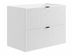 Vente-unique Mueble de baño suspendido estriado, lavabo encastrado, columna, , 80 cm, ZEVINI