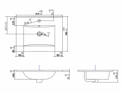 Vente-unique Mueble de baño suspendido estriado, lavabo encastrado, columna, , 80 cm, ZEVINI