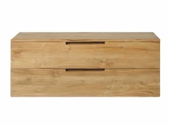 Outlet Vente-unique Mueble de baño suspendido de teca clara con doble lavabo - 115 cm - BIMBING Color natural claro
