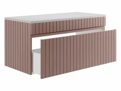 Best Vente-unique Mueble de baño suspendido rayado rosa con tablero, 100 cm, SATARA Rosa palo