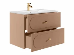 Sale Mueble de baño suspendido rosa antiguo con lavabo empotrado, 80 cm, SATOBAL Mueble De Baño Simple