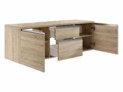 Outlet Mueble de baño suspendido con lavabos y espejos, natural claro, L150 cm, JIMENA Conjunto De Baño