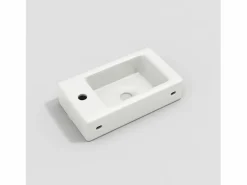 Discount ModernLuxe Mueble de baño suspendido estriado con lavabo cuadrado - 46 cm - Natural (grifo no incluido) Color natural claro